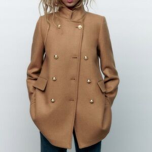 Zara Camel Blazer Wool Coat